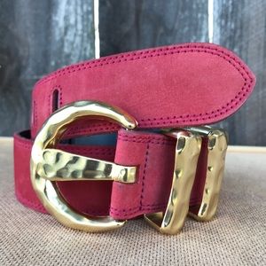 Vintage Express Suede Gold Buckle Leather Belt